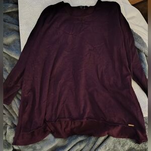 Tahari Sweater Womens 3X Purple Scoop Neck Tunic Style Plus Size